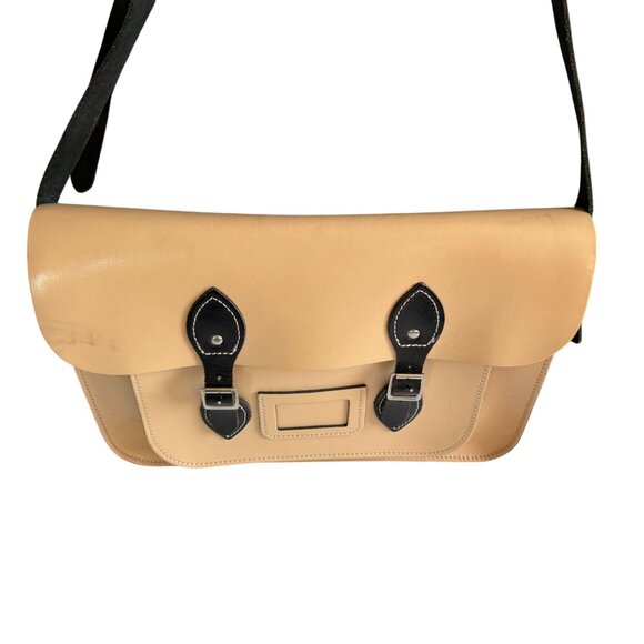 The Leather Satchel Co. Leather Laptop Messenger Shoulder Bag Womens Tan Black - Picture 5 of 10